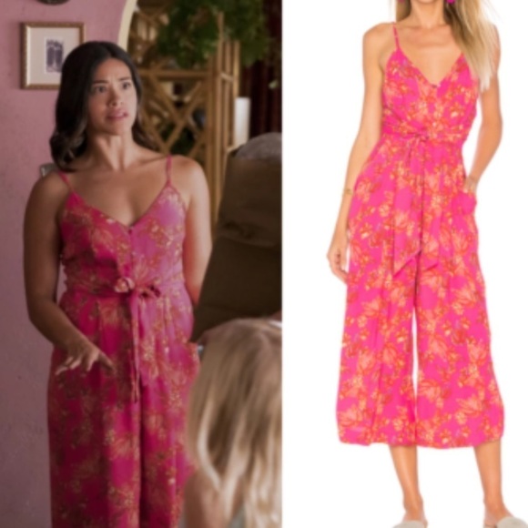 Free People Hot Pink Printed Hot Tropics Jumpsuit - Picture 4 of 16